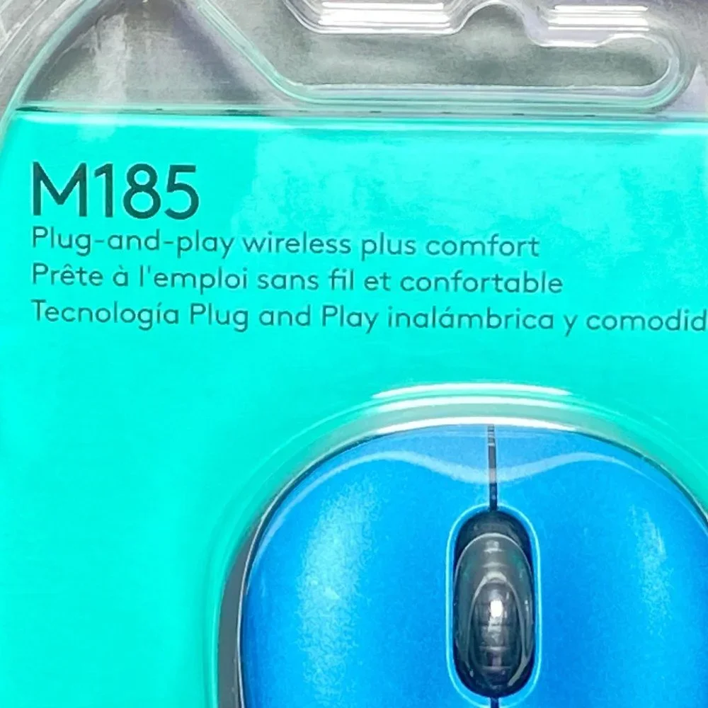 Logitech M185 Wireless Computer Mouse, Blue/Black Compatible With Windows /Mac